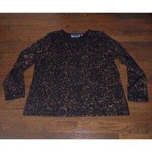 Susan Graver Style Top Womens XL Extra Large Snake Reptile Print Made in USA